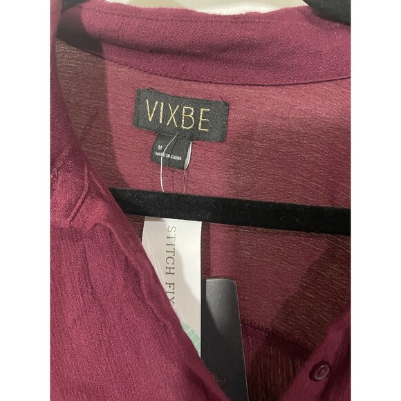 VIXBE Tie Front Blouse Burgundy Women’s M - Picture 4 of 6